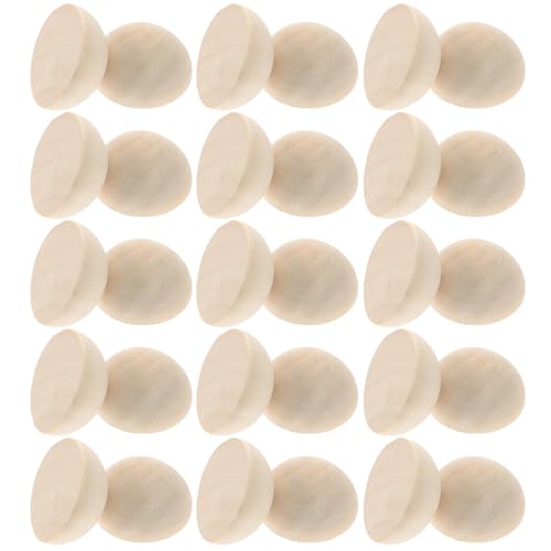 JEWEDECO Perles Artisanales Demi-Boules en Bois Naturel 30 MM, Lot de 100 Pièces pour Bijoux Faits Main et Ornements Décoratifs, pour Activités Manuelles