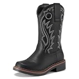 Rollda Boys Cowboy Boots Kids Western Boots Square Toe Girls Cowgirl Boots for Toddler/Little Kid/Big Kid Black Size 6