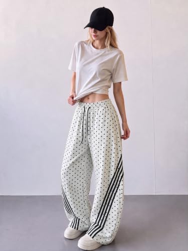 Image of EMMIOL Women's Y2K Baggy Barrel Striped Sweatpants High Waisted Wide Leg