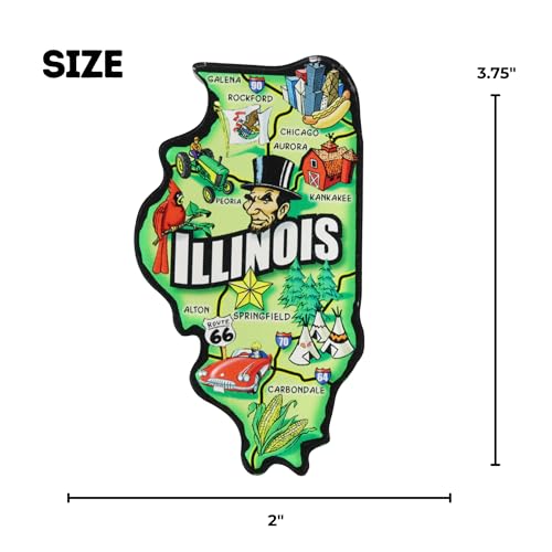 Imán Decorativo de Acrílico con Forma de Illinois 2x3.75 pulg miniatura 2