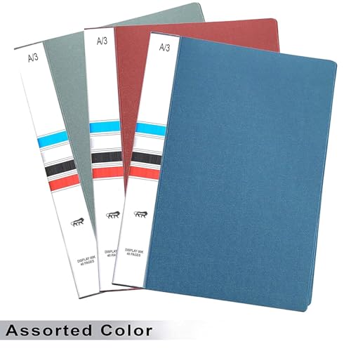 Image of TULMAN 2 Pack 10 Pockets Bound A3 Size Presentation Display Book Portfolio File Binders with Plastic Clear Sleeves Document Organizer for School Office - (Color May Vary)
