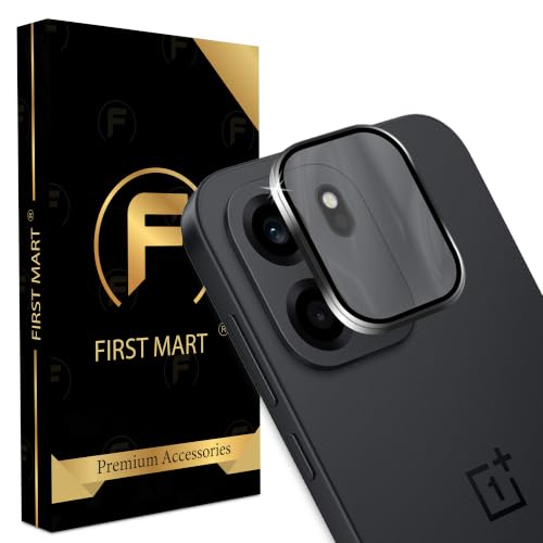 Image of FIRST MART Black Camera Ring Guard Protector for OnePlus Nord CE 6 | Tempered Glass with Metal Alloy Rings, HD Clear, Scratch Resistant, Case-Friendly | Pack of 1