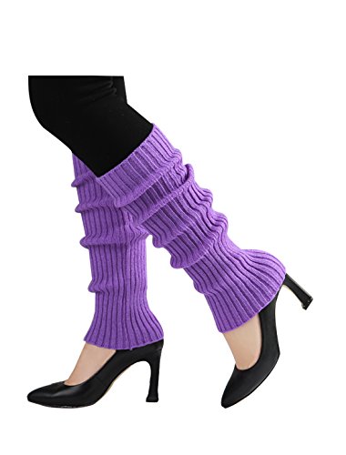 Image of uxcell Women's Knitted Design Solid Warm Thick Knee High Length Ribbed Leg Warmers