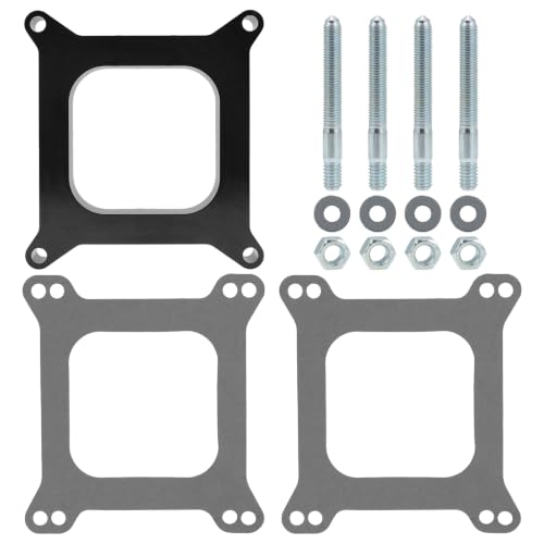 1 Open Center Phenolic Carburetor Spacer Fit for Holley AFB Edelbrock SBC BBC 4BBL BB SB for Chevy Ford 350 with Gasket Screws Kit