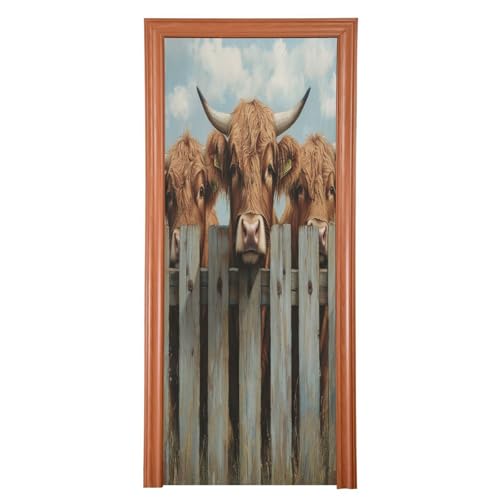 FLildon Fence Cows Door Cover Decoration, Party Accessory Porch Decor for Festive Ornament Room Door Covers 36 x 98 Inch