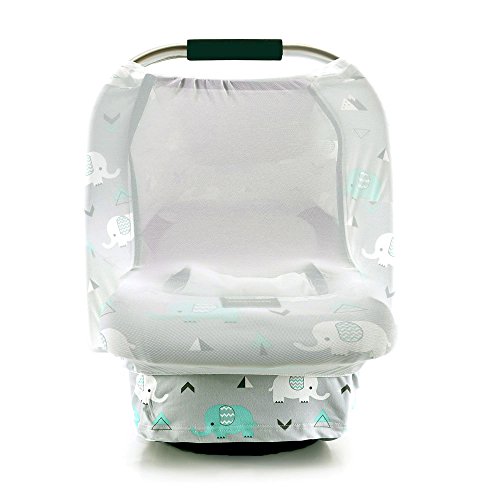 ACRABROS Car Seat Covers for Babies,All Season Infant Carseat Cover Canopy for Boys and Girls,Super Stretchy Adjustable Peeping Window with Mesh Cover,Warm Breathable Universal Fit, Baby Elephant - Thumbnail 7