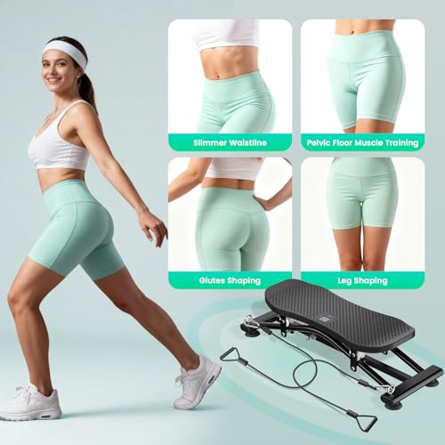 RoyalRcmtx Balance Board for Adults, Rocking Stepper with Resistance Bands, 300LBS Portable Wobble Board, Quiet Side to Side Ski Simulator Trainer Exercise Machine for Home Gym Core Workout