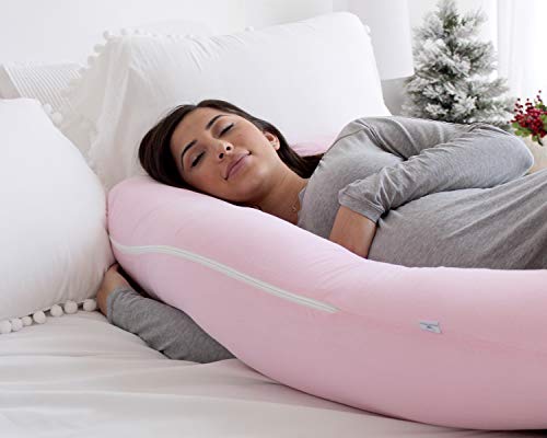 Pharmedoc Pregnancy Pillow, U-Shape Full Body Pillow And Maternity Support - Support For Back, Hips, Legs, Belly For Pregnant Women (Light Pink, Detachable) #TOP5