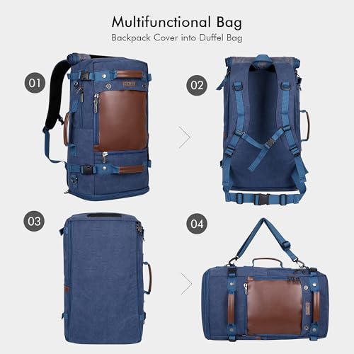 Image of WITZMAN Travel Backpack for Men Carry on Luggage Backpack Large Man Canvas Rucksack with Shoe Compartment