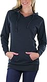 ToBeInStyle Women's Brushed Inner Fleece Long Hoodie - Charcoal - Small
