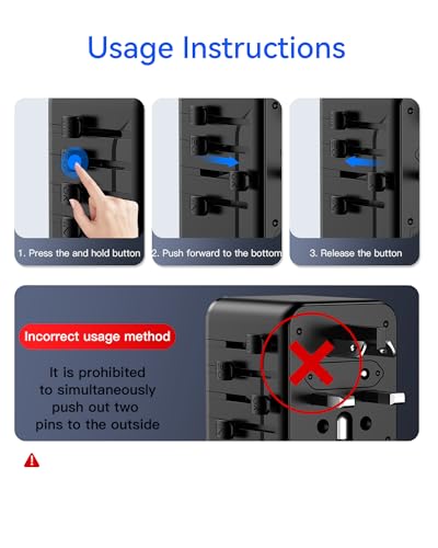 Image of Universal Travel Adapter for India, 6-in-1 Multi Plug with Indian 3-Pin | 2 USB-C + 2 USB-A + AC Socket | Worldwide Travel Charger