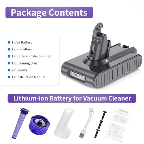 Image of 8000mAh V6 Battery Replacement Compatible with V6 Animal Absolute Motorhead V6 Fluffy SV03 SV04 SV05 SV06 SV07 SV09 DC58 DC59 DC62 DC72 DC74 Vacuum Cleaner with LED Indicator