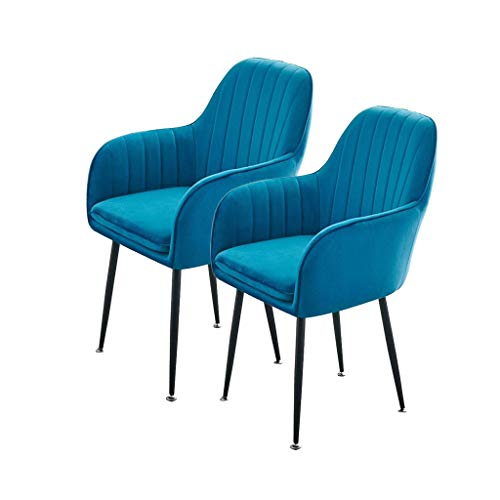 SJIALEN 2pcs Soft Velvet Dining Chair,for Living Room Desk Patio Terrace Office Kitchen Lounging Cafeterias Study Lounge Chair Kitchen Chair (Color : Blue)