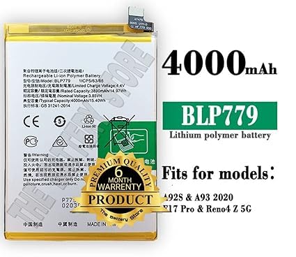 Image of OriginalBLP779 Battery for Oppo F17 PRO / A92S / A93 2020 F17 PRO /Reno 4 Z 5G Battery with 6 Month Warranty**** (G0056)