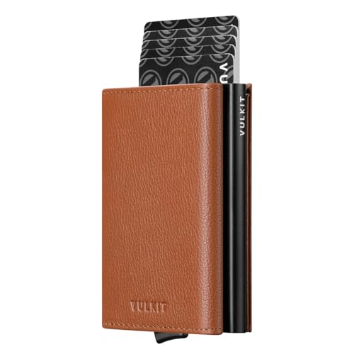 Image of VULKIT Pop up Wallet Minimalist Cash Wallets RFID Blocking Leather Smart Credit Card Holder with Magnetic Closure for Men