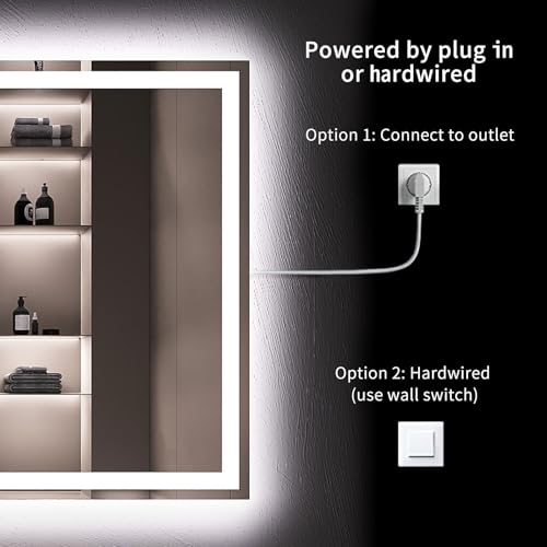 LOAAO 24X32 LED Bathroom Mirror with Lights, Anti-Fog, Dimmable, Backlit + Front Lit, Lighted Bathroom Vanity Mirror for Wall, Memory Function, Tempered Glass, Shatter-Proof, ETL Listed