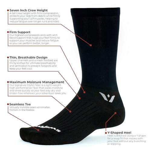 Image of Swiftwick- ASPIRE Crew Cycling Socks, Firm Compression Fit, Moisture Wicking