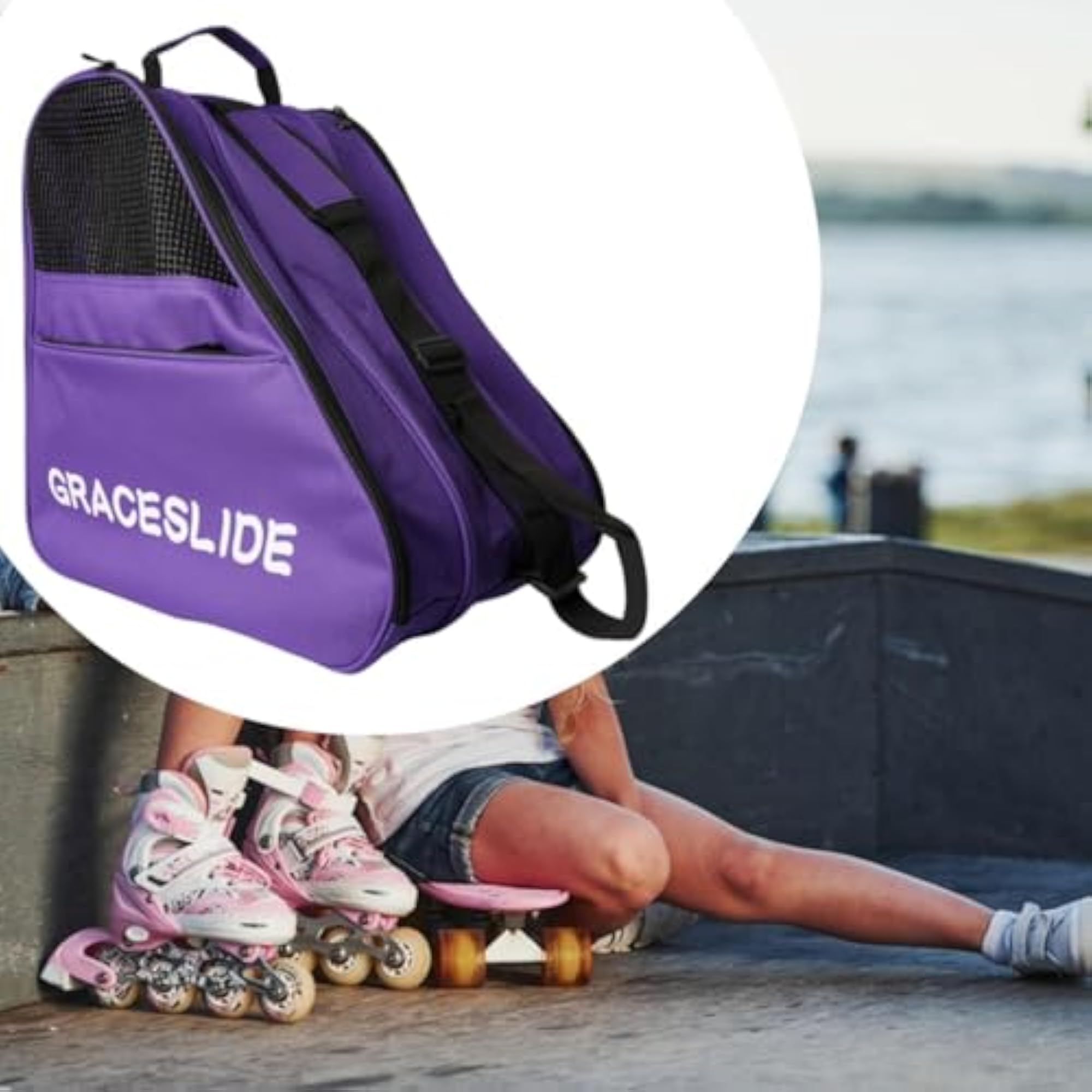 Roller Skates Storage Bag for Outdoor Children, Purple
