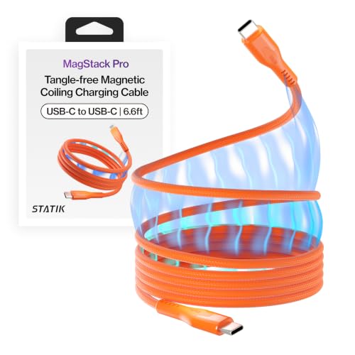 Image of Statik MagStack Pro USB C to USB C Coiling Magnetic Charging Cable,100W
