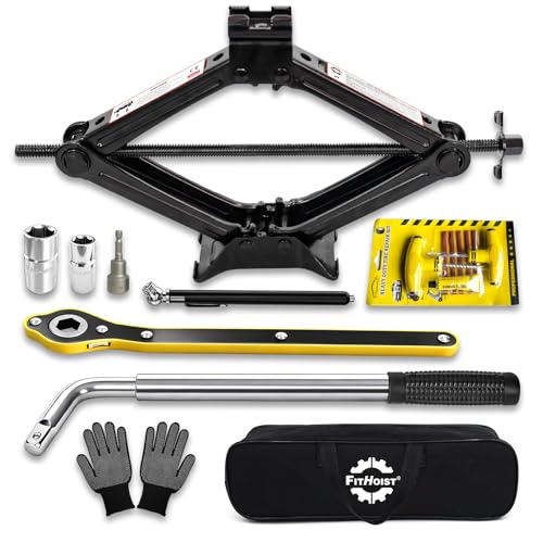 Image of Car Jack Kit, Scissor Jack Kit 2 Ton (4409 lbs),Tire Changing /Repairing Kit with Lug Wrench,Suitable for Sedan, Coupe, SUV, MPV and Most Cars