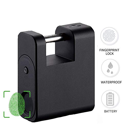 Cerraduras de herrajes para Puertas Inteligente de la Huella Digital del candado Cerradura de Puerta de Seguridad USB Locker Impermeable Recargable de Equipaje Bloqueo antirrobo (Color : Black)