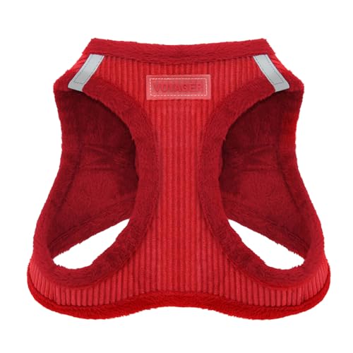 Voyager Step-In Plüsch-Hundegeschirr by Best Pet Supplies - Step-In-Westengeschirr für kleine und mittelgroße Hunde, Weicher Plüsch, Roter Kordr, size S - Brust 37-40 cm
