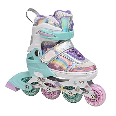 Skate Gear Rainbow Adjustable Light up Inline Roller Skates for Girls and Boys