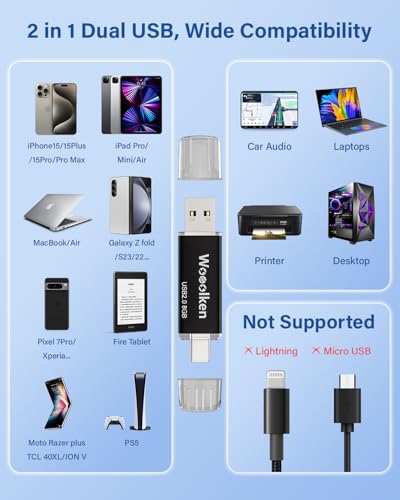 USB C Flash Drive 8GB 10 Pack, Wooolken Type-C Flash Drive + USB 2.0 Thumb Drive OTG USB Drive Compatible with iPhone 16/15, Android Smartphone/Tablets/Computers - Image 6