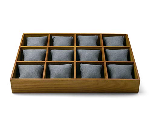 FGA Joyero Placa de Reloj de Madera Maciza de 12 Rejillas Bandeja de e