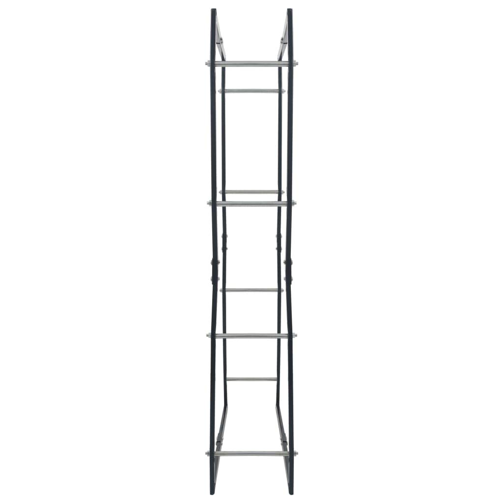 Mangloder Brennholzregal Schwarz aus Stahl 80 x 25 x 150 cm, Feuerholz Regal mit Stapelhilfe für Kamin, Ofen, Feuerstelle, indoor outdoor Aufbewahrung und Ordnung