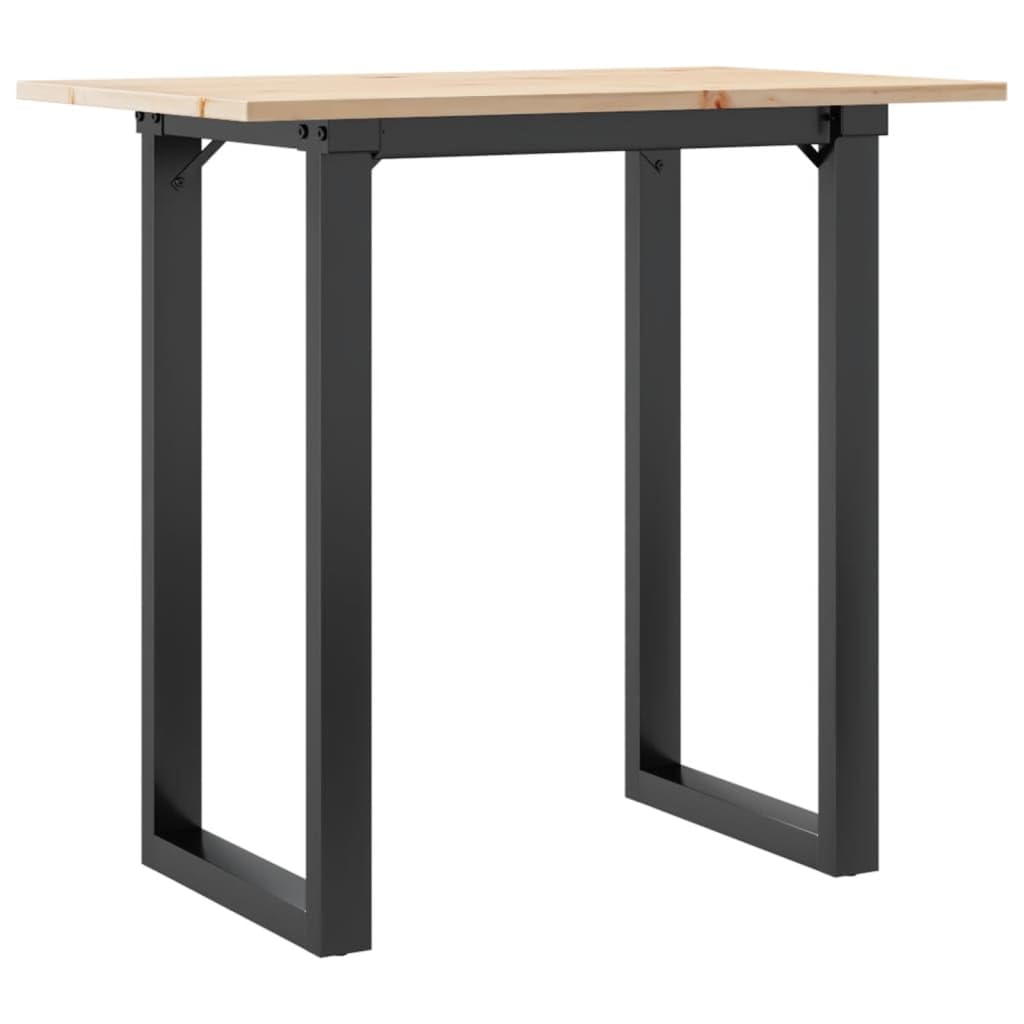 Table à manger en acier revêtu et pin massif : structure en O ultra-stable de 80 x 50 x 75 cm