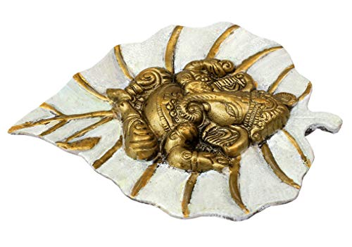 Charmy Crafts Metal Ganesha On Leaf, Wall Hanging Article For Wall Decor, Wedding Gifts, Best For Housewarming, Room Decor (White) #TOP3