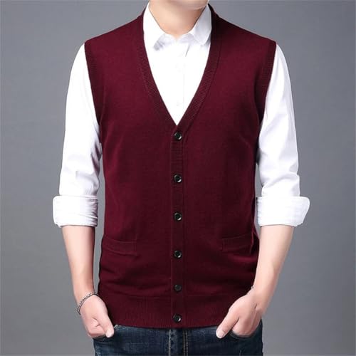 Men's V Neck Knit Wool Sweater Vest Fall Winter Christmas Sleeveless Casual Waistcoat3