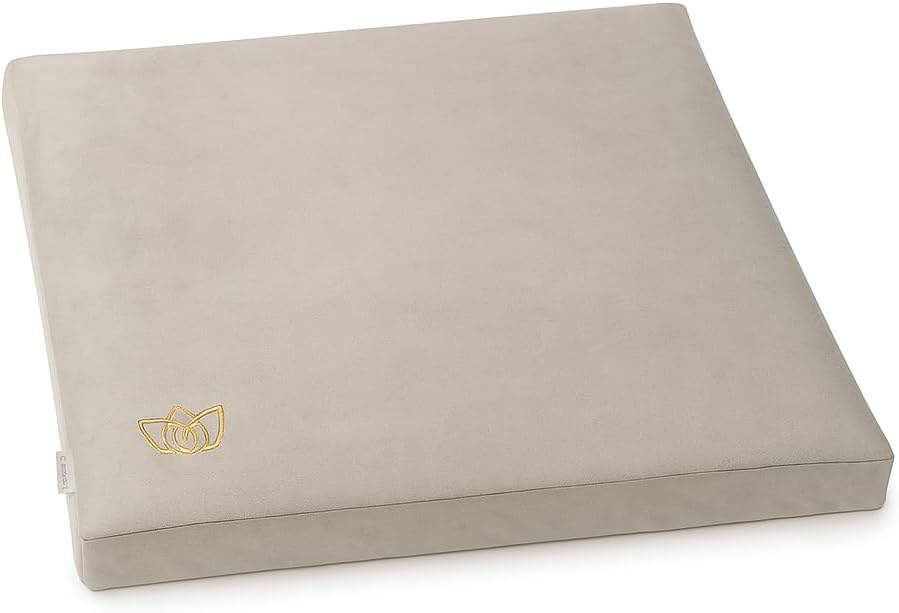 Florensi Meditation Cushion - Comfortable Floor Pillow - Traditional Tibetan Meditation Pillow with Beautiful Velvet Cover - Large Floor Cushion Seating for Adults - Premium Yoga Buckwheat Bolster Grey Cushion