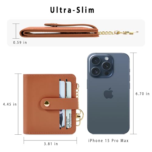 Image of Airkit Small Wallet Women RFID, PU Leather Card Holder with Keychain | Slim Compact Zipper Coin Purse for Ladies, Travel Holiday Gifts for Mom, Cute Mini Bifold Wallets