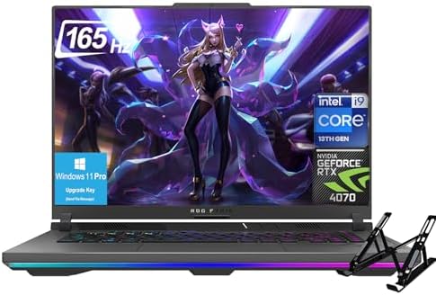 ASUS ROG Strix G16 Gaming Laptop 2024 Newest, 16″ 165Hz Display, Intel Core i9-13980HX(24-core), NVIDIA GeForce RTX 4070, 64GB DDR5 RAM, 2TB SSD, Backlit Keyboard, Windows 11 Pro, with Laptop Stand