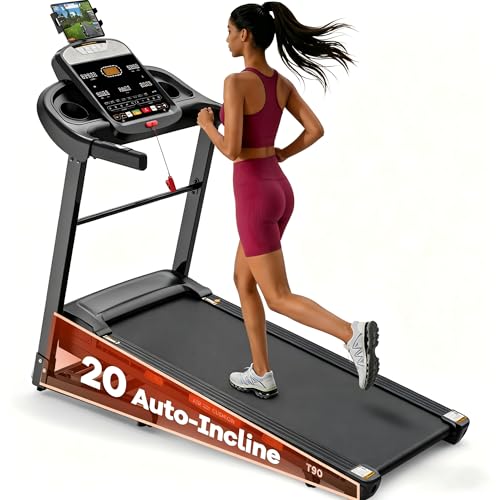Image of Treadmill for Home with Automatic Incline, Bluetooth Connectivity, 20-Level Incline, 12 MPH Speed, 400 LBS Capacity & Extra-Large Step Counter