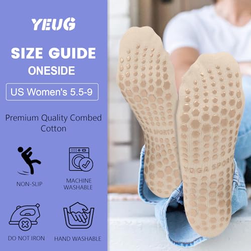 Image of yeuG Pilates Socks for Women Non Slip Grip Socks for Yoga, Barre, Hospital, Barefoot Grippy Yoga Sock Womens Gifts 4 Pairs