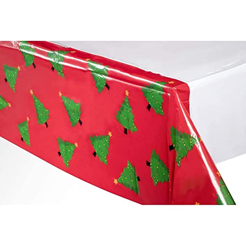 Juvale Plastic Tablecloths For Holiday Party, Christmas Tree Design (54 X 108 In, 6 Pack) #TOP3