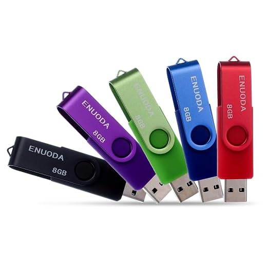 ENUODA Lot de 5 Clé USB 8 Go Stockage Mémoire Flash Rotation Disque Cle USB 2.0 pour Le Stockage de Musique et des Dossiers (Couleur Mixte: Rouge Vert Noir Bleu et Violet)