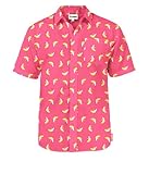 Tipsy Elves Pink Banana Hawaiian Shirts for Men - Casual Beach & Summer Party Shirts for Men - Stretch Fabric with Modern Fit - Fun Design for Parties & Vacation - Medium