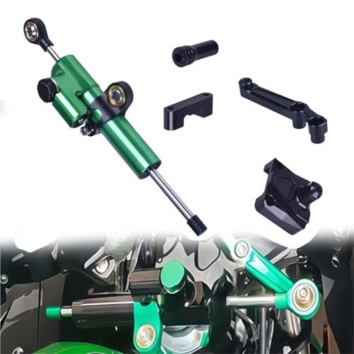 Amortisseur de direction vert avec kit de montage pour moto Kawasaki Ninja 250