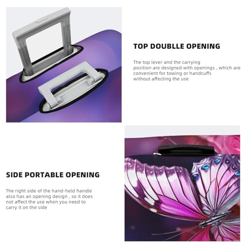 Travel Luggage Covers For Suitcase, Pink Butterfly Elastic Suitcase Protector Washable Anti-Scratch Suitcase Baggage Cover Luggage Protector Fits 18-32 Inch Luggage4