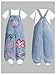 RoseSeek Toddler Girls' Vintage Floral Heart Graphic Denim Jumpsuit Baggy Wide Leg Jeans Overall with Pockets Medium Wash Blue 6 Years