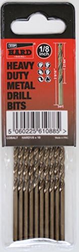 TTP HARD Drills Bits 1/8-Inch, 10 X Imperial Drill Bits Cobalt for Drilling Harder Metals Stainless Chrome Aluminum Cast Iron