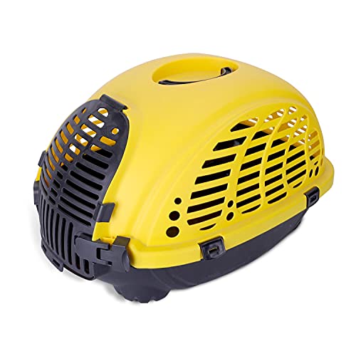Nobleza - Transportin Gato Perro Grande, Transportin para Gatos Perro Portátil y Transpirable, Mascotas Perros Gatos Accesorios, Transportín de Plástico, 52x40x32 CM, Amarillo & Negro