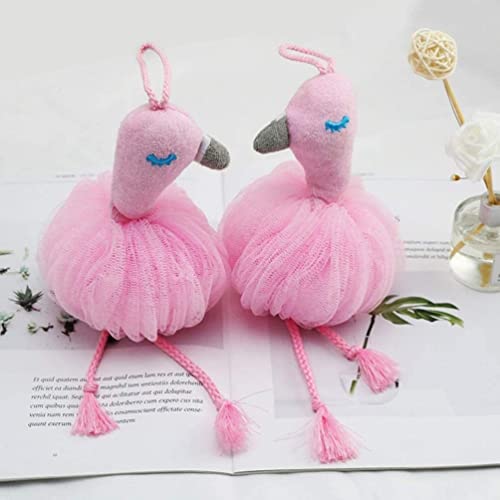 Esponja loofah ducha flamenco puf bola malla bañera exfoliador cuerpo baño 8