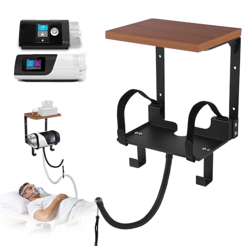 CPAP Wall Mount Shelf CPAP Hose Holder CPAP Hose Holder for Bed 2-Tier Organizer with Cpap Hose Hanger 2 PCS Bottom Hooks for CPAP Supplies Stand Bedside Organization
