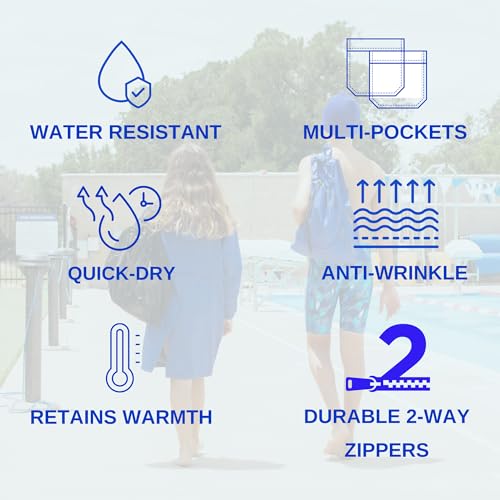 Sporti Youth Swim Parka with Comfort Plush Fleece Lining, Multi Pocket Zipper - Water Resistant Swim Coats for Boys & Girls3