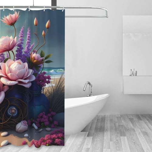 Rideau de douche tissu 152x183 résistant floral de plage n°26 - 6